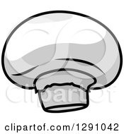 Clipart Of A Grayscale Button Mushroom Royalty Free Vector Illustration
