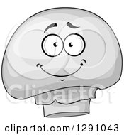 Clipart Of A Grayscale Happy Button Mushroom Character Royalty Free Vector Illustration