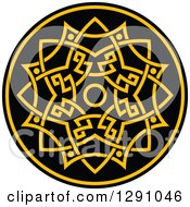 Clipart Of A Round Yellow And Black Celtic Medallian Design 5 Royalty Free Vector Illustration