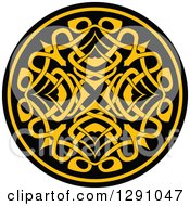 Poster, Art Print Of Round Yellow And Black Celtic Medallian Design 6