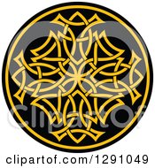 Poster, Art Print Of Round Yellow And Black Celtic Medallian Design 8