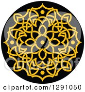 Poster, Art Print Of Round Yellow And Black Celtic Medallian Design 2