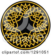 Poster, Art Print Of Round Yellow And Black Celtic Medallian Design