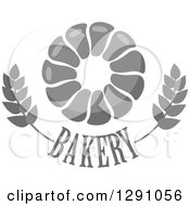 Poster, Art Print Of Grayscale Pull Apart Croissant Or Monkey Bread Ring Over Bakery Text And Wheat