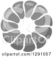 Clipart Of A Grayscale Pull Apart Croissant Or Monkey Bread Royalty Free Vector Illustration