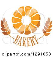 Poster, Art Print Of Pull Apart Croissant Or Monkey Bread Ring Over Bakery Text And Wheat