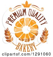 Clipart Of A Pull Apart Croissant Or Monkey Bread In A Wheat Crown And Premium Quality Bakery Text Circle Royalty Free Vector Illustration