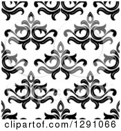 Clipart Of A Seamless Vintage Black And White Floral Pattern Background 2 Royalty Free Vector Illustration