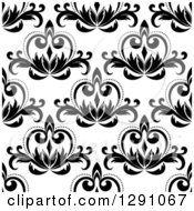 Clipart Of A Seamless Vintage Black And White Floral Pattern Background 3 Royalty Free Vector Illustration