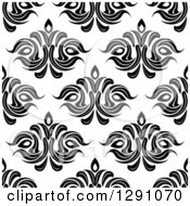 Clipart Of A Seamless Vintage Black And White Floral Pattern Background 4 Royalty Free Vector Illustration