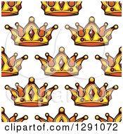 Poster, Art Print Of Seamless Patterned Background Of Ornate Gold Crowns On White 2