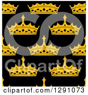 Poster, Art Print Of Seamless Patterned Background Of Gold Crowns On Black