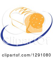 Nutrition Logo Of A Bread Loaf And A Blue Swoosh Or Abstract Plate