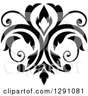 Clipart Of A Black And White Vintage Flower Design Element 5 Royalty Free Vector Illustration