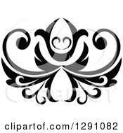 Clipart Of A Black And White Vintage Flower Design Element 2 Royalty Free Vector Illustration