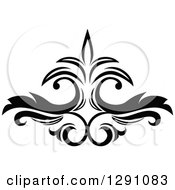 Clipart Of A Black And White Vintage Flower Design Element 3 Royalty Free Vector Illustration