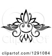 Clipart Of A Black And White Vintage Flower Design Element 4 Royalty Free Vector Illustration