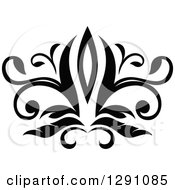 Clipart Of A Black And White Vintage Flower Design Element 6 Royalty Free Vector Illustration