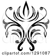 Clipart Of A Black And White Vintage Flower Design Element 8 Royalty Free Vector Illustration