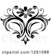 Poster, Art Print Of Black And White Vintage Flower Design Element 9