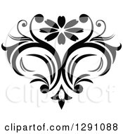 Clipart Of A Black And White Vintage Flower Design Element 9 Royalty Free Vector Illustration