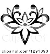 Clipart Of A Black And White Vintage Flower Design Element 10 Royalty Free Vector Illustration