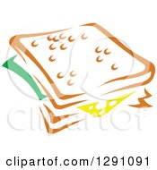 Clipart Of A Sketched Whole Sandwich Royalty Free Vector Illustration