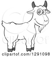 Poster, Art Print Of Cartoon Happy Grayscale Goat