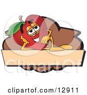 Poster, Art Print Of Red Apple Character Mascot Label