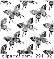 Poster, Art Print Of Seamless Black And White Butterfly Background Pattern 9