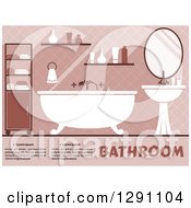 Poster, Art Print Of Pink Bathroom Interior With A Tub And Sink