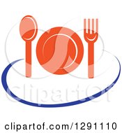 Poster, Art Print Of Nutrition Logo Of An Orange Plate Cutlery And A Blue Swoosh