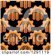 Poster, Art Print Of Seamless Background Pattern Of Gradient Wheat And Gears On Black