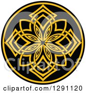 Clipart Of A Round Yellow And Black Celtic Medallian Design 3 Royalty Free Vector Illustration