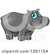 Poster, Art Print Of Happy Blue Eyed Happy Hippo