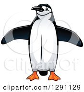 Clipart Of A Happy Penguin With Open Wings Royalty Free Vector Illustration by Vector Tradition SM