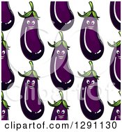 Clipart Of A Seamless Background Pattern Of Happy Purple Eggplants Royalty Free Vector Illustration