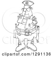 Clipart Of A Black And White Male Police Officer Writing A Ticket Royalty Free Vector Illustration