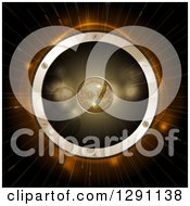 Poster, Art Print Of 3d Gold Disco Ball In The Center Of A Giant Music Speaker Over Flares And Light Rays