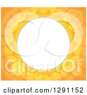 Poster, Art Print Of Background Of Bright Orange Flares And Sunshine Rays Around A Circle Frame