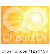 Clipart Of A Background Of Bright Orange Flares And Sunshine Rays Royalty Free Vector Illustration