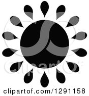 Clipart Of A Black And White Sun Design With Petal Rays Royalty Free Vector Illustration
