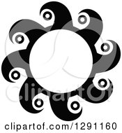 Clipart Of A Black And White Sun Design With Wave Rays Royalty Free Vector Illustration