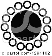 Clipart Of A Black And White Sun Design With Circle Rays Royalty Free Vector Illustration