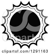 Clipart Of A Black And White Sun Design Sharp Like Rays Royalty Free Vector Illustration
