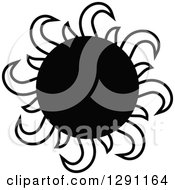 Clipart Of A Black And White Sun Design With Tentacle Rays Royalty Free Vector Illustration