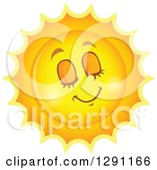Clipart Of A Relaxed Summer Sun Character With Its Eyes Closed Royalty Free Vector Illustration