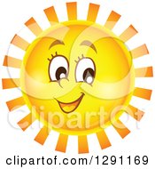 Poster, Art Print Of Happy Summer Sun Character With Notched Rays