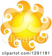 Clipart Of A Summer Sun With Wave Rays Royalty Free Vector Illustration