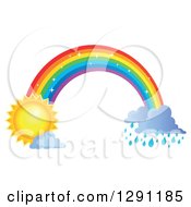 Poster, Art Print Of Sparkly Magic Rainbow Arch With Rain Clouds At One End And A Sun At The Other